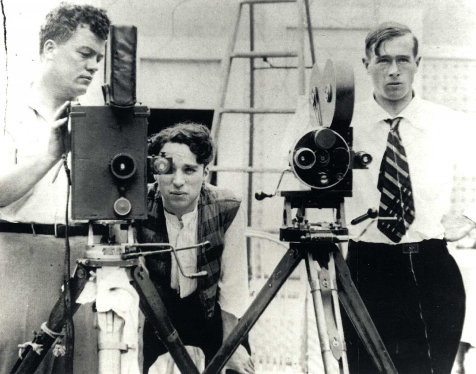 Charlie Chaplin and Rollie Totheroh, c. 1916.