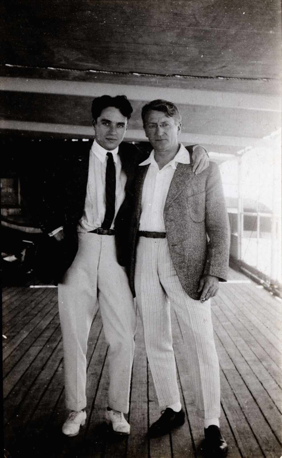 Chaplin posing with Wagner on the deck of a ship, 1917 / ECCI00027805