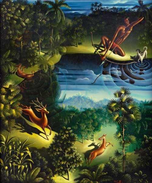 Walter Spies, Rehjagd (Deerhunt), 1932 oil on canvas